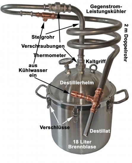 DESTILLIERMEISTER-WHISKY-P18-Supreme - 18 Liter Potstill/Whiskydestille aus Edelstahl - zum Schließen ins Bild klicken